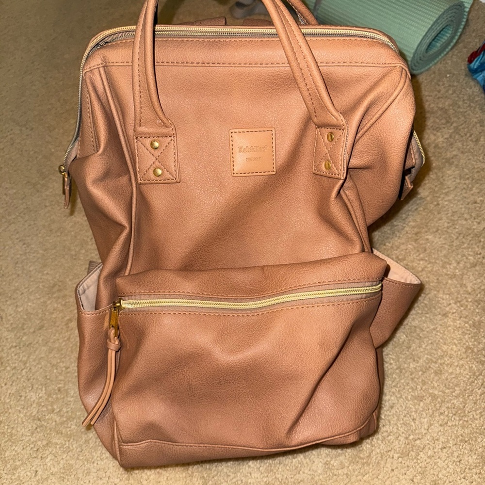 Tan Backpack with Front Pocket